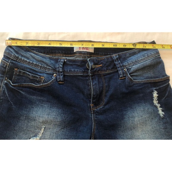 YMI Jeans, Denim Shorts, Cuffed & Distressed, Low Rise, Juniors Women's Size 7 - Picture 3 of 5